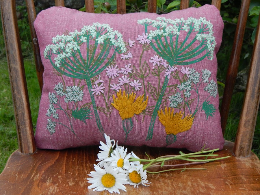   Wild Flower -  Pink Small Screen printed Cushion