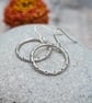 Silver Lunar Lines Patterned Circle Hoop Earrnings