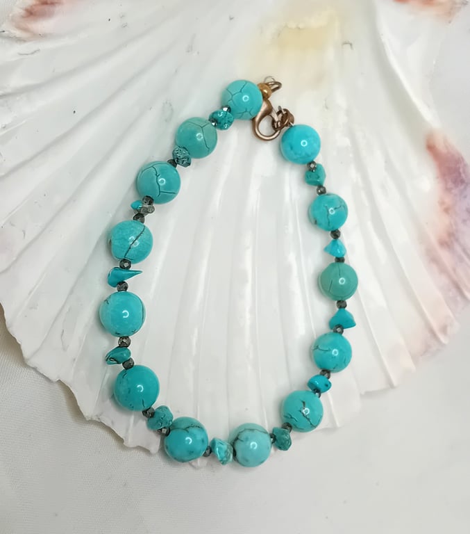 Natural Turquoise & Pyrite Bracelet