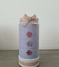 Light Grey Yarn Wrapped Cylindrical Vase With Vintage Flower Detail