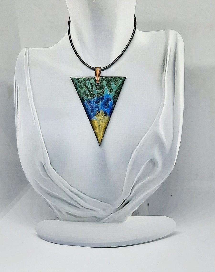 Sea scape fluid art pendant necklace 