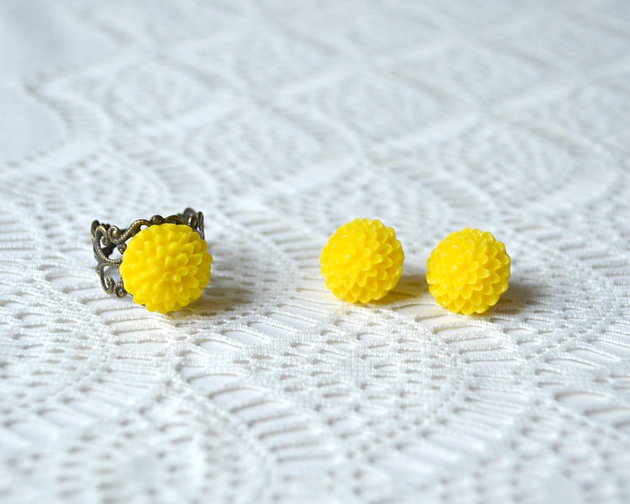 Sunshine Yellow Earring & Ring Set