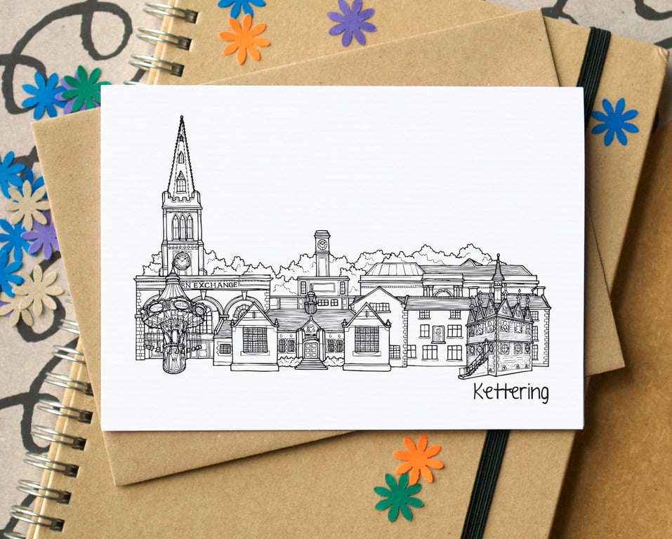 Kettering Skyline Greetings Card