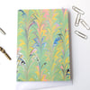Unusual marbled paper art greetings card Palm fern pattern