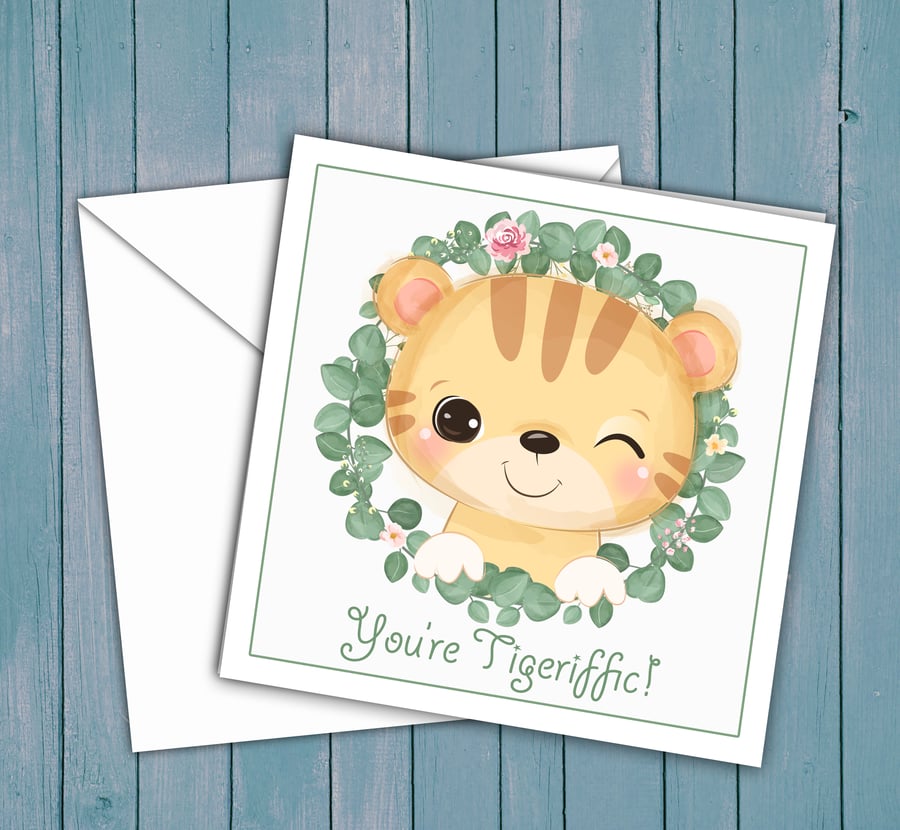 Personalised Cute Tiger Birthday Card Tigeriffic!