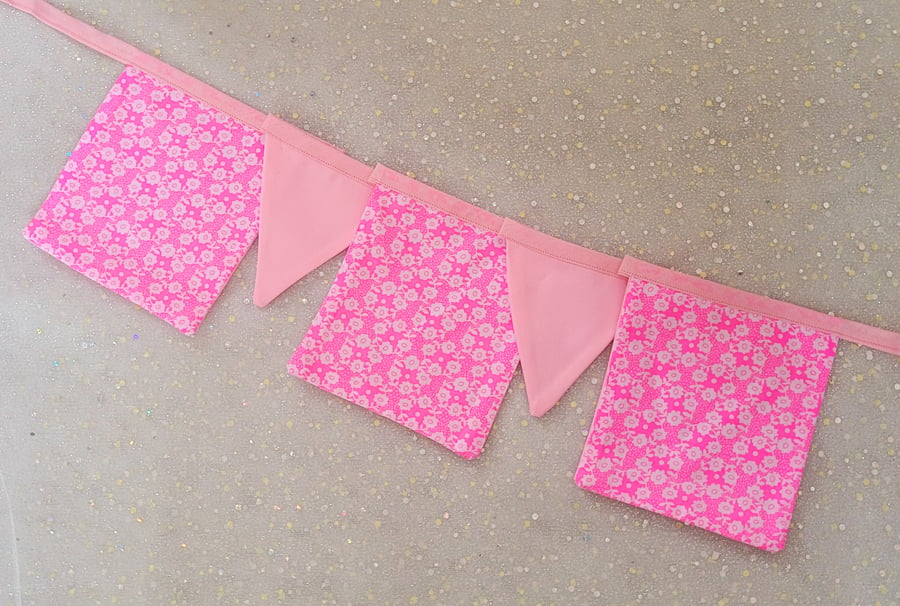 Pink floral bunting