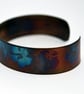 Steel flowers Cuff with multicolured finish, slim size surgical steel bracelet - Image 2