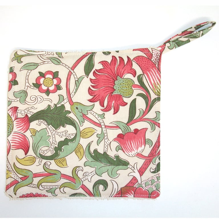 Pot Holder William Morris Lodden Grab Mat Kitchen Chefs Pad Floral Pink Green
