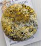 Yellow Abstract Lichen Embellished Recycled Textile 50mm Brooches - Image 3