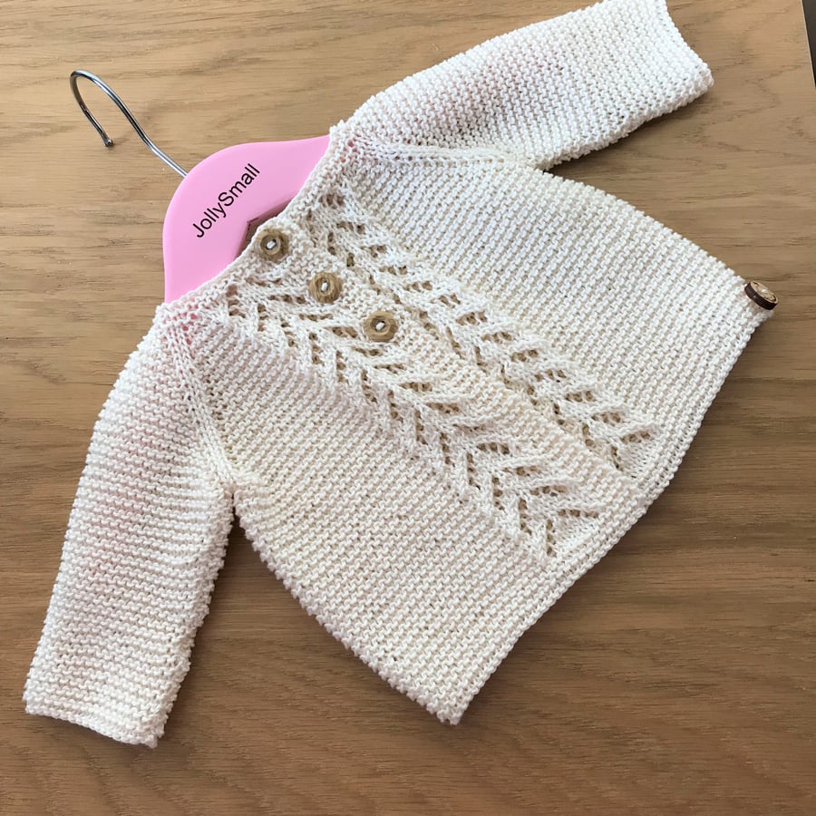 Baby Girl's cardigan 0 - 3 months in cream cotton