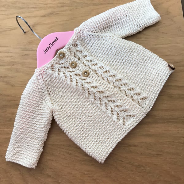 Baby Girl's cardigan 0 - 3 months in cream cotton