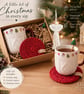 Handmade Christmas Mug Set, Crochet Coaster, Angel Ornament, Christmas Gift Box