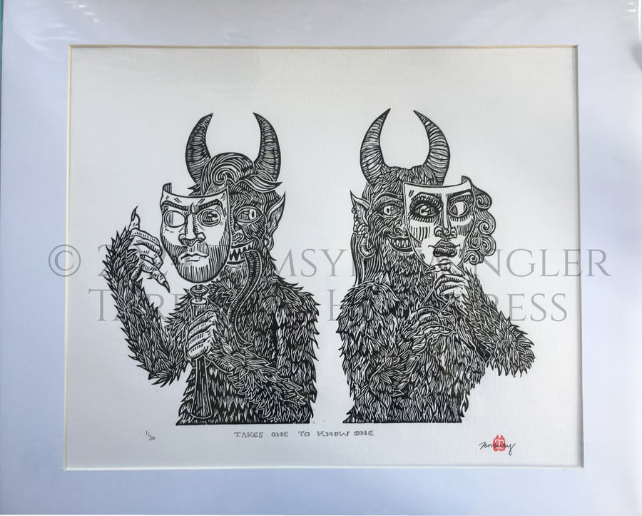 Takes One to Know One - Devils - Ltd. Ed. Large Lino Print