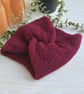 Knitted Headband Earwarmer Soft Alpaca Silk Red Wine Burgundy Ready Made