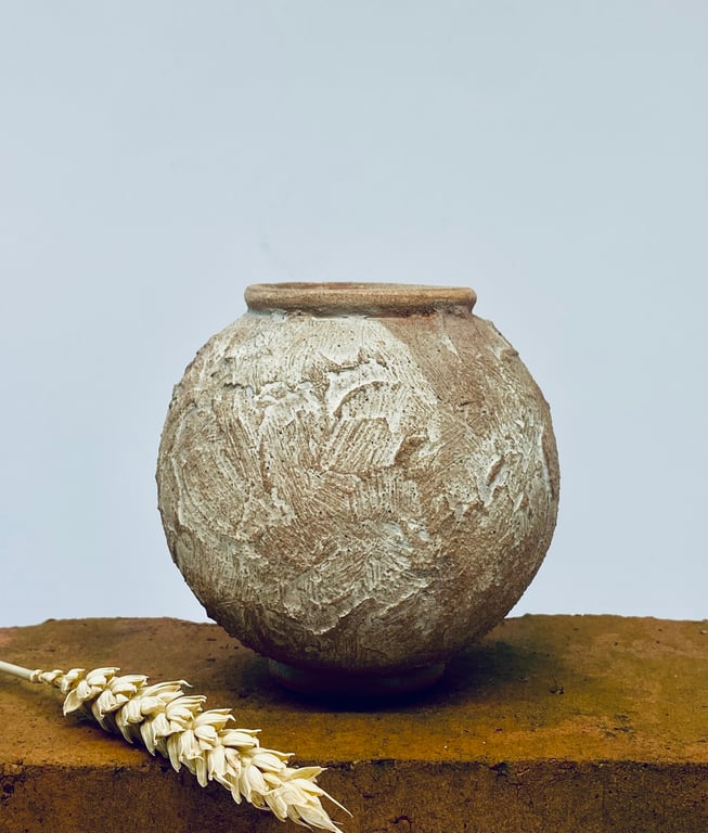 Small textured moon jar