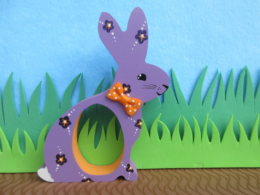 Easter Bunny Chocolate Egg Holder Wooden Hand Painted 