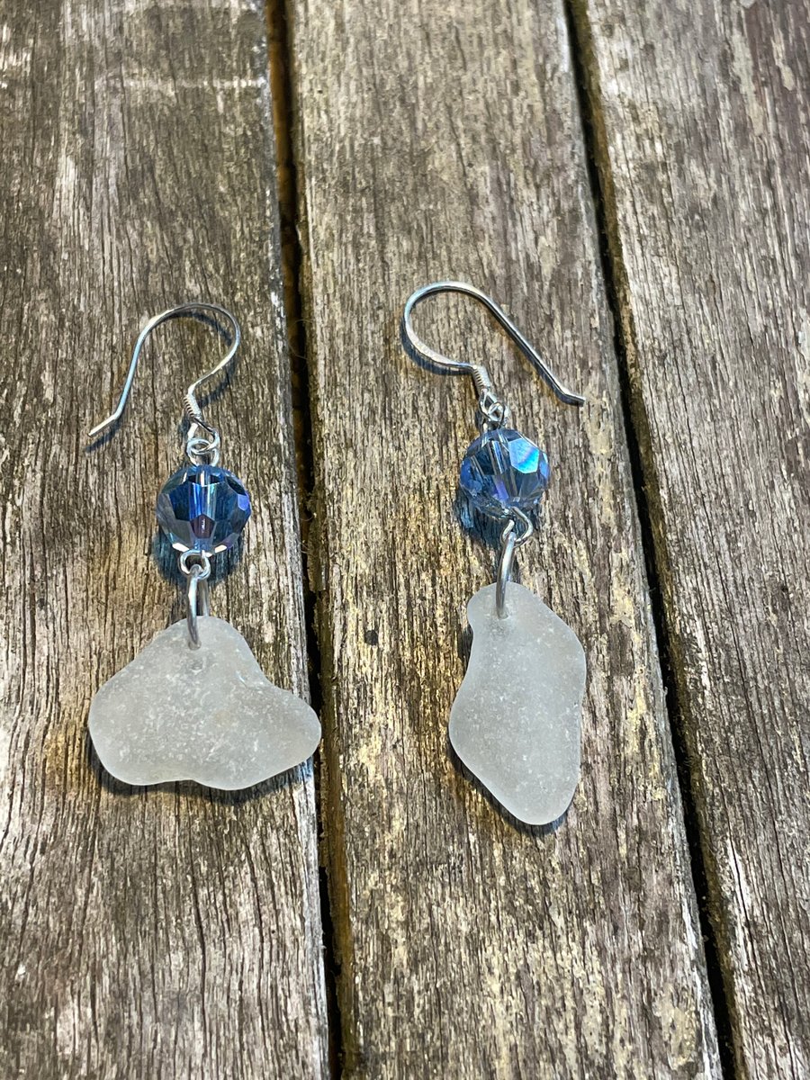 Sterling silver earrings with sea glass