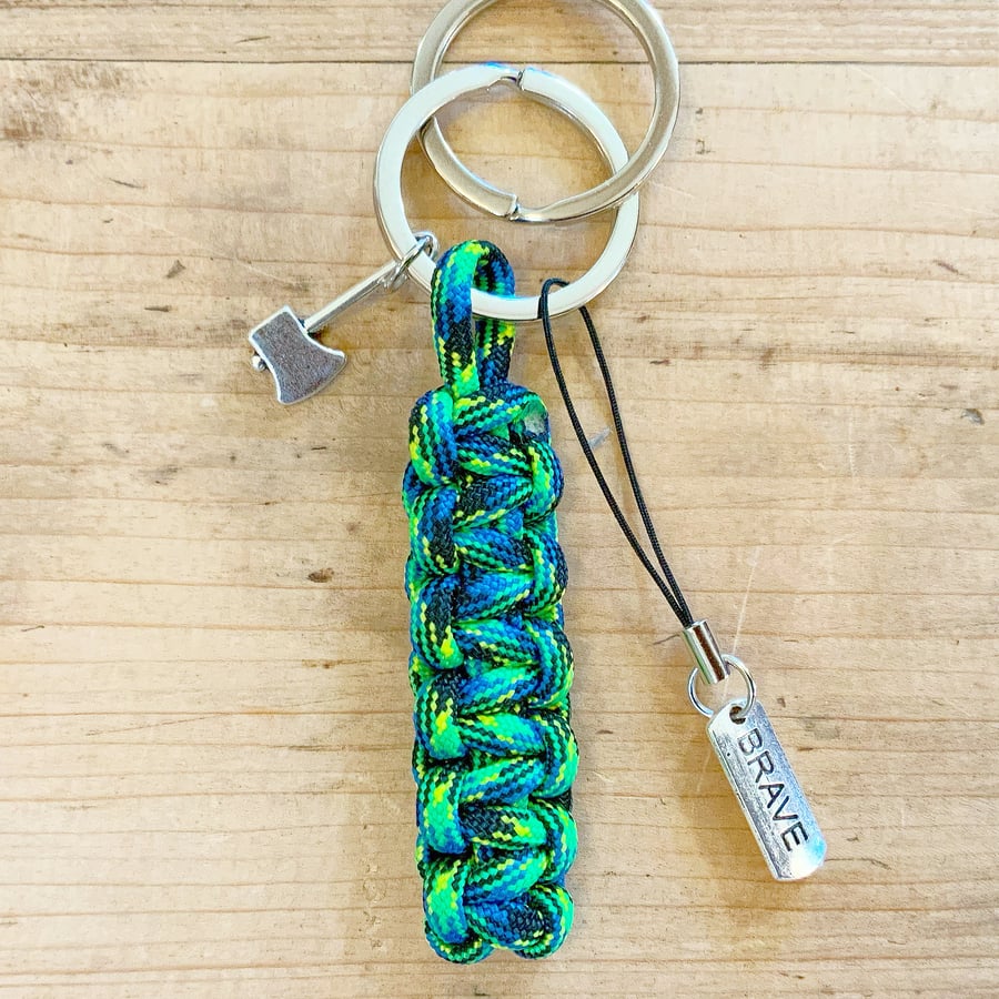 Paracord Keyring. Axe Keyring. Key Fob. Key Chain. Inspirational Quote Keyring. 