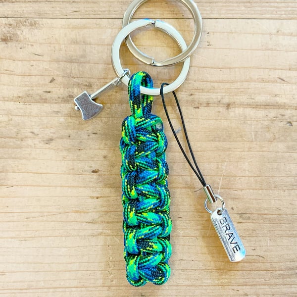 Paracord Keyring. Axe Keyring. Key Fob. Key Chain. Inspirational Quote Keyring. 