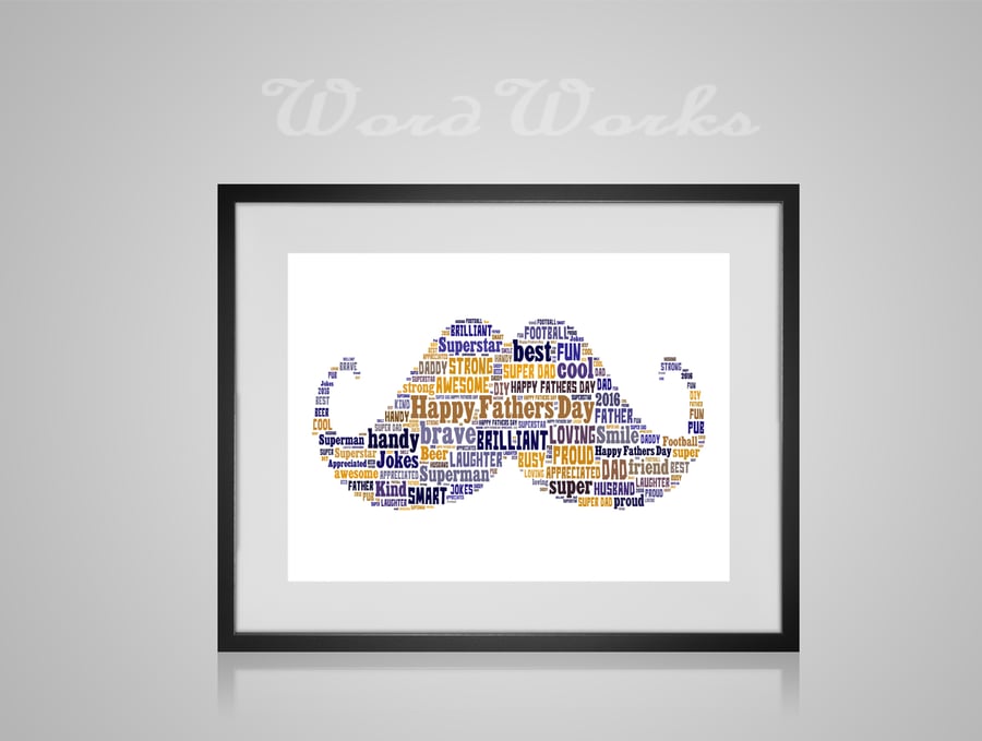 Personalised Moustache Design Word Art Gifts  