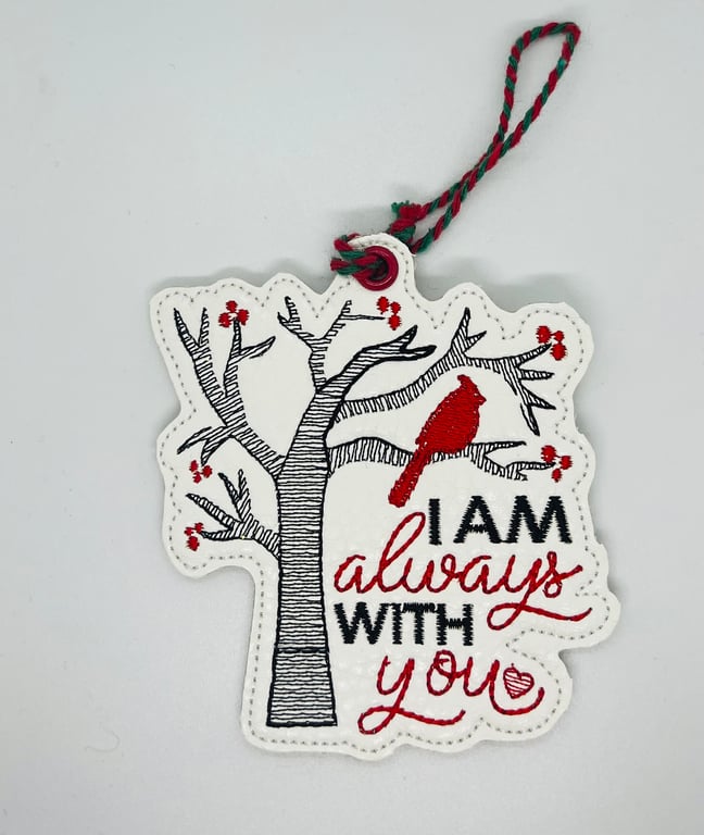 Embroidered  Memory hanging decoration -white