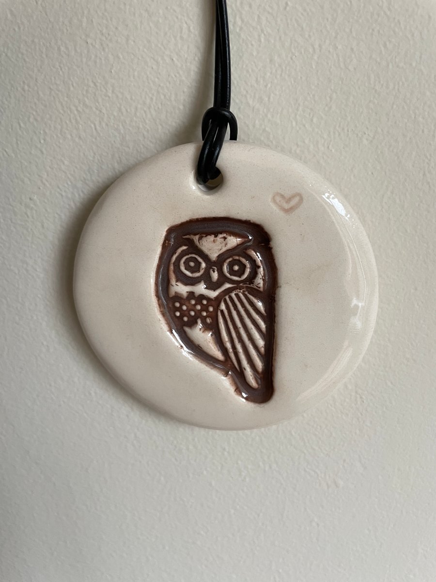 Ceramic owl plaque