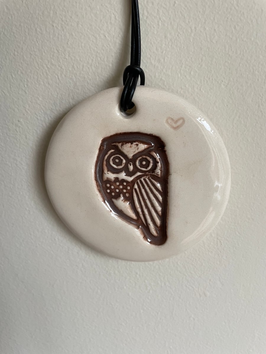 Ceramic owl wall-art or to decorate a door