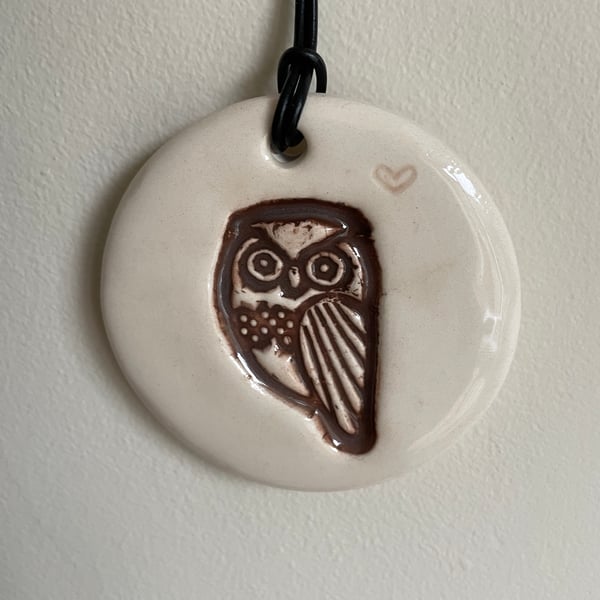 NEW!  Ceramic owl plaque