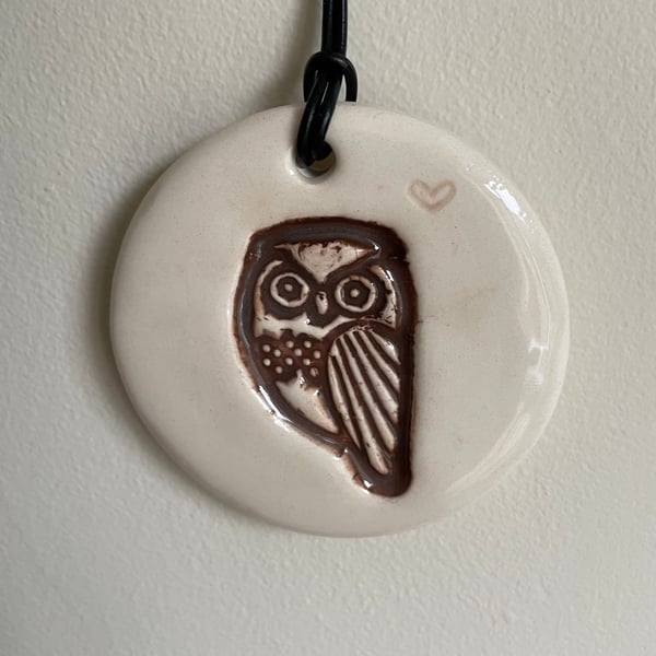 Ceramic owl wall-art or to decorate a door