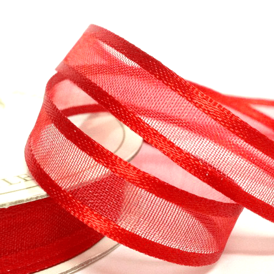 10mm Red Satin Sheer Ribbon