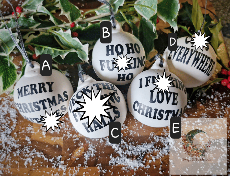 Rude funny christmas baubles 