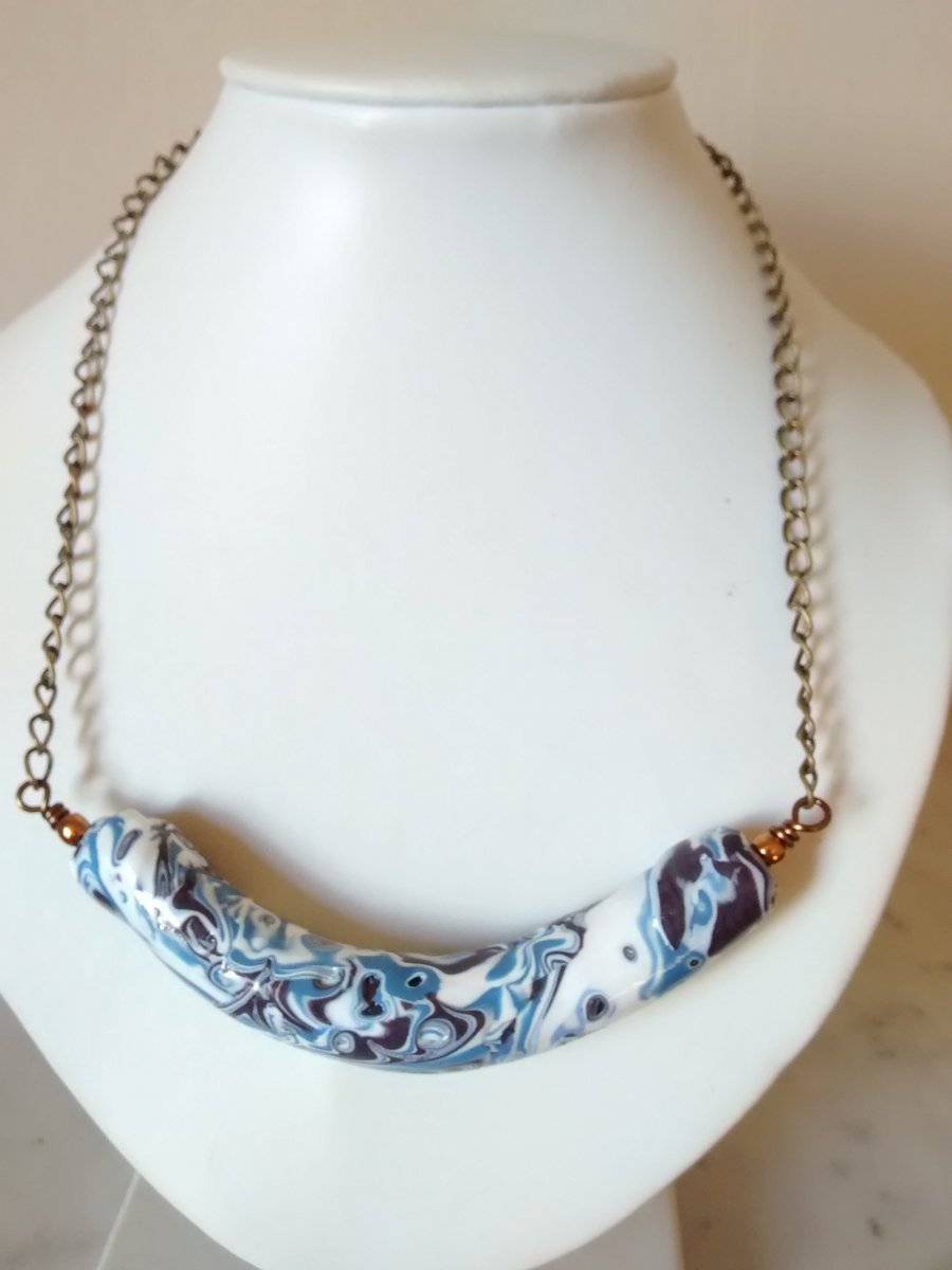 POLYMER CLAY NECKLACE AND FREE EARRINGS - - FREE SHIPPING  WORLDWIDE