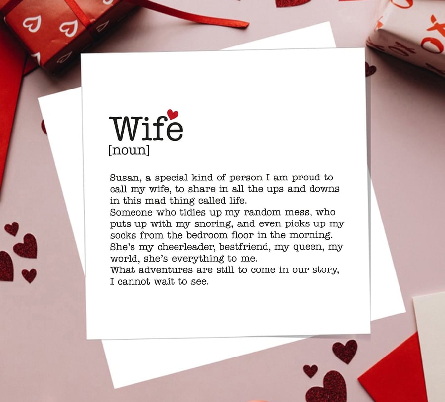 Anniversary Card Personalised Wife Definition. Free delivery