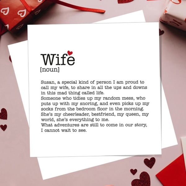 Anniversary Card Personalised Wife Definition. Free delivery