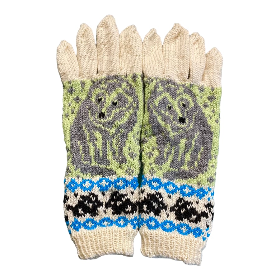 Dog gloves, greyhand knit gloves, Handmade gloves, wool gloves, fairisle 