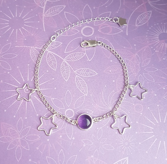 Gorgeous Amethyst and Stars Bracelet - Sterling Silver