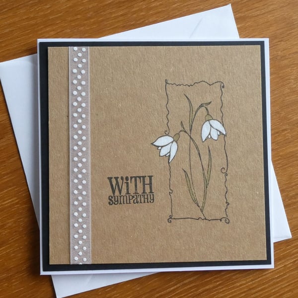 With Sympathy Card - Snowdrops on Kraft Card