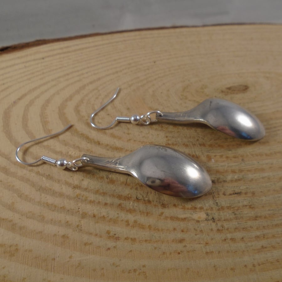 Upcycled Silver Plated Sugar Tong Spade Earrings SPE062102