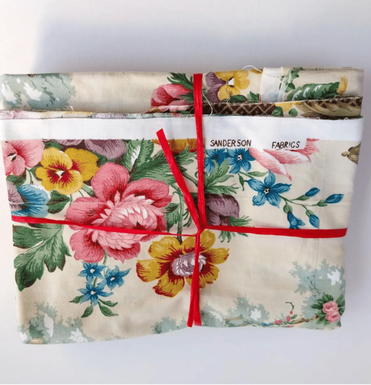 Vintage Sanderson Fabric, Chatsworth' Floral Design, Curtain Offcuts