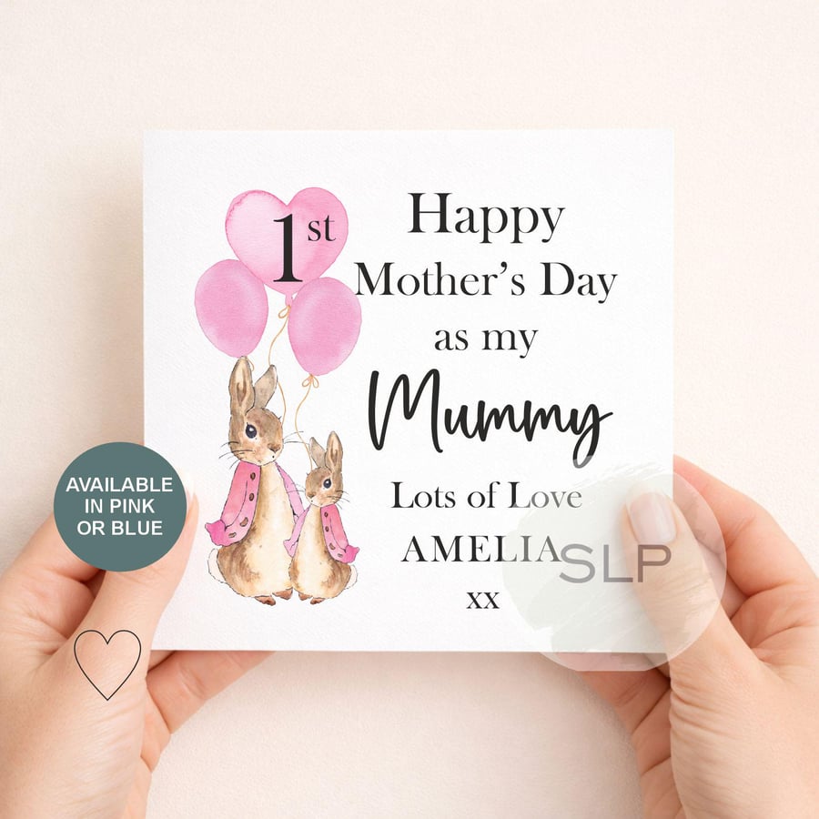 Personalised First Mother's Day Card 1st Mother's Day as My Mummy Peter Rabbit