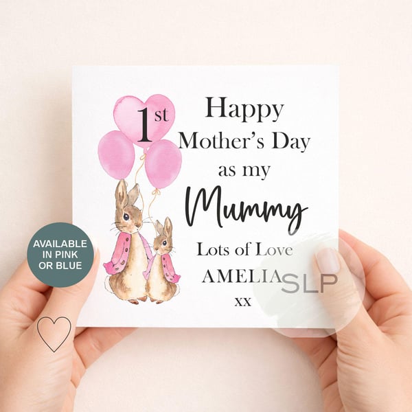 Personalised First Mother's Day Card 1st Mother's Day as My Mummy Peter Rabbit