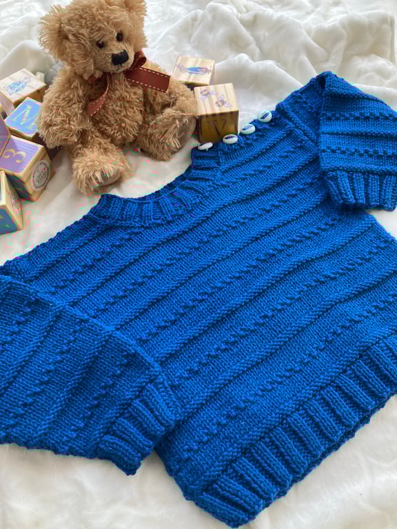 Hand knitted ‘Jack’ Baby Boy’s Jumper (9-12 months)