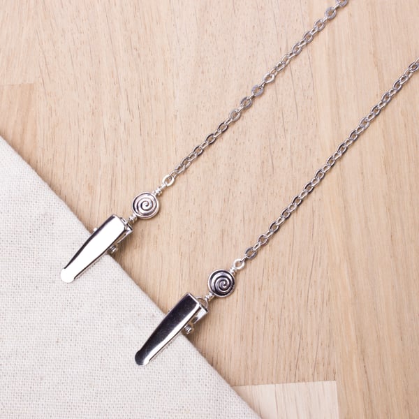 Napkin Clips - Spiral design silver neck chain napkin holder - senior gift