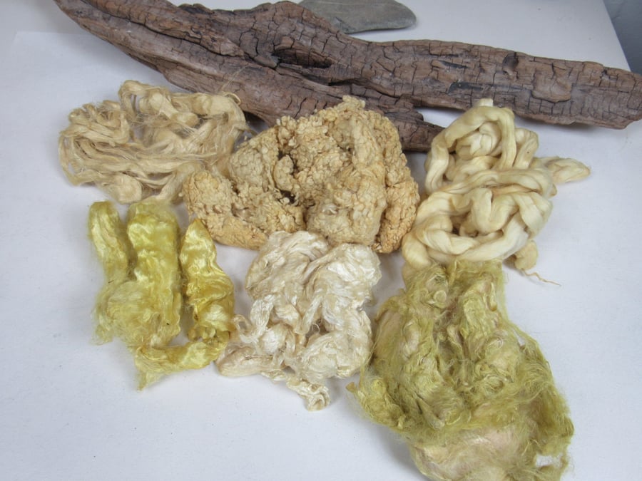 Natural Dye Pale Yellow Weld Mixed Plant Fibre Texture Craft Pack