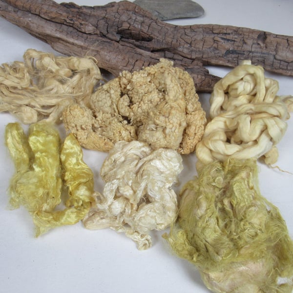 Natural Dye Pale Yellow Weld Mixed Plant Fibre Texture Craft Pack