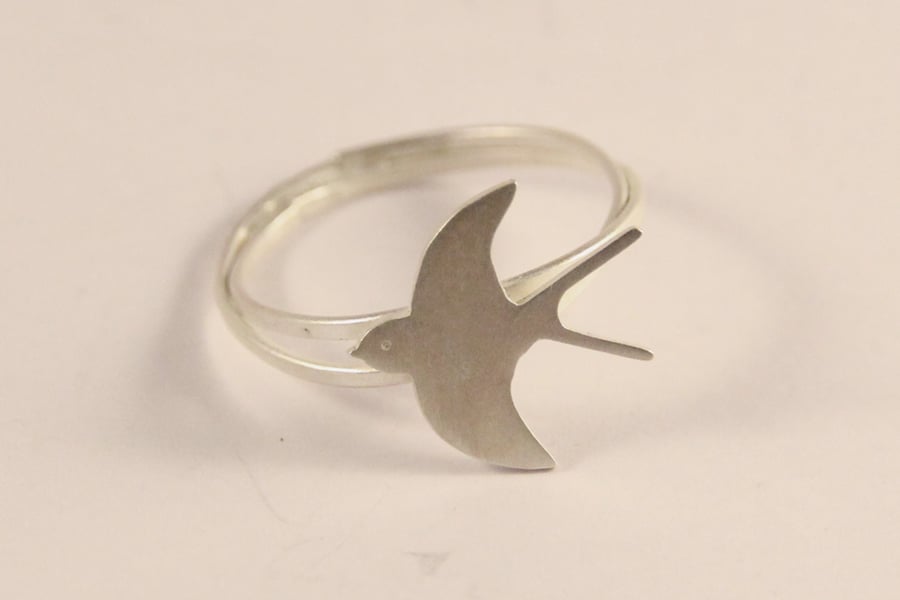 Ring Silver Flying Swallow