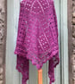 Handmade Shallow Triangle Wrap Lace Shawl Oversized Pink Cotton Scarf - Image 4