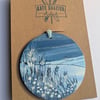Unique Hand Painted Wooden Decorations. FROSTY BLUES. New colour
