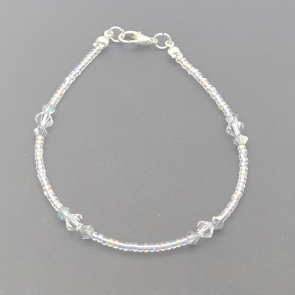 Preciosa clear Crystal Bicone and small seed bead bracelet