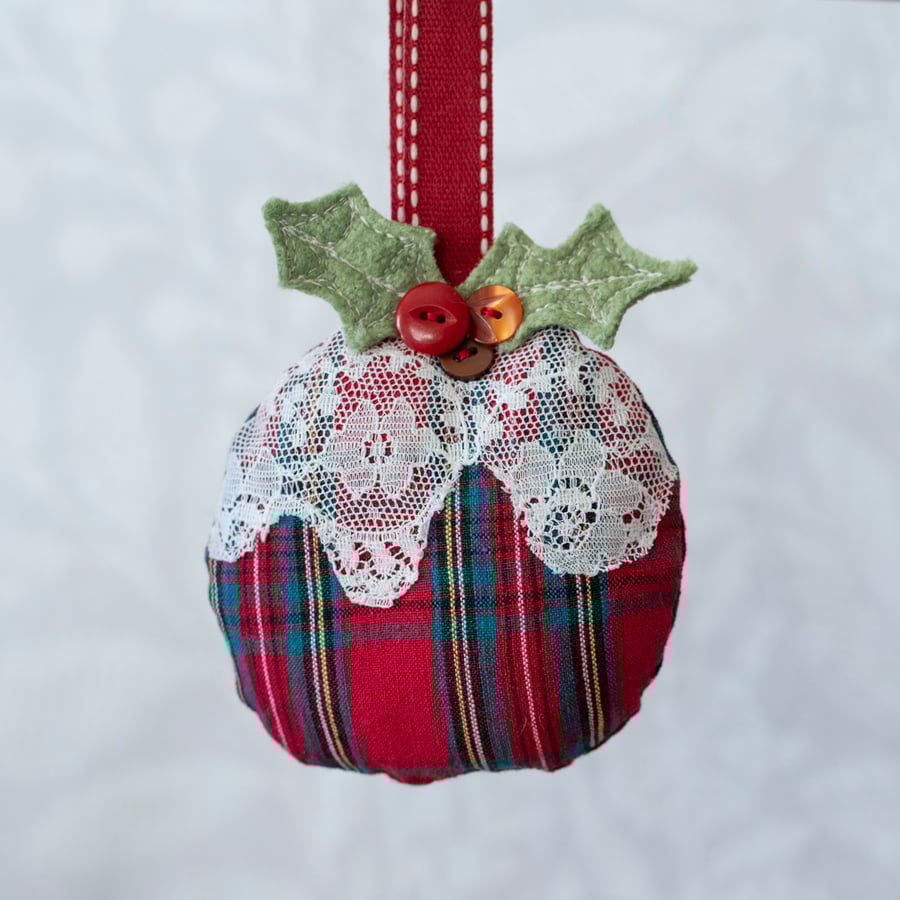  Tartan Christmas Pudding Decoration 